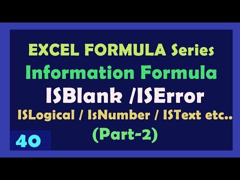 Information Function in Excel :2 - Directory - ISBlank - IsText etc. Formula with PDF Series-Part-40