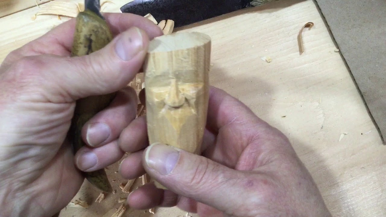 Shaping Eyes, Nose and Mouth with Flexcut Roughing Knife