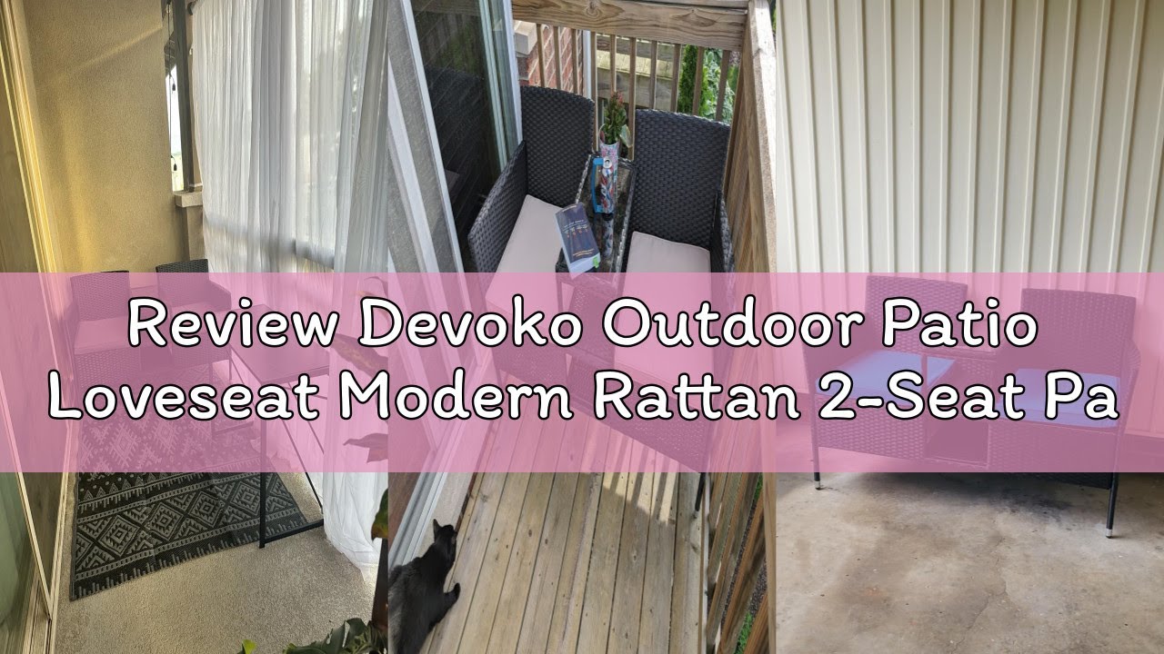 Review Devoko Outdoor Patio Loveseat Modern Rattan 2-Seat Patio Conversation Set with Cushions & Bui