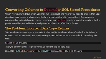 How to Convert Columns to Decimal in SQL Stored Procedures