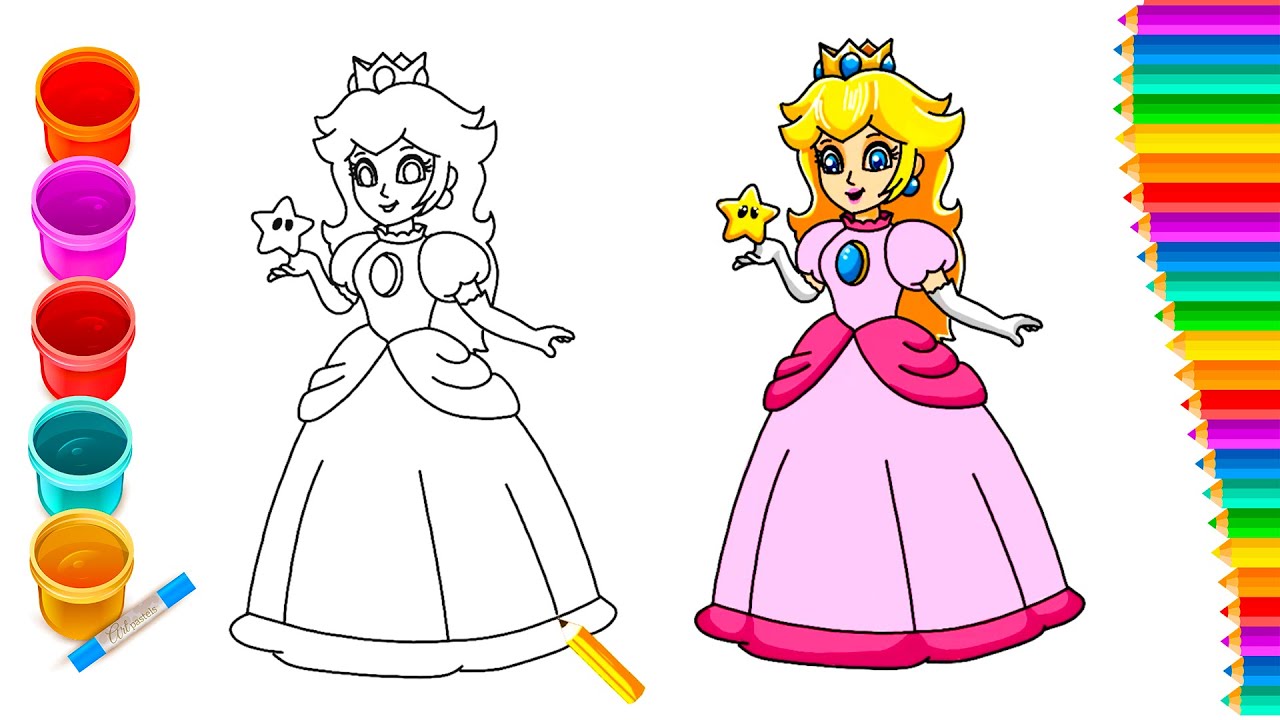 How to Draw Princess Peach StepbyStep Tutorial YouTube