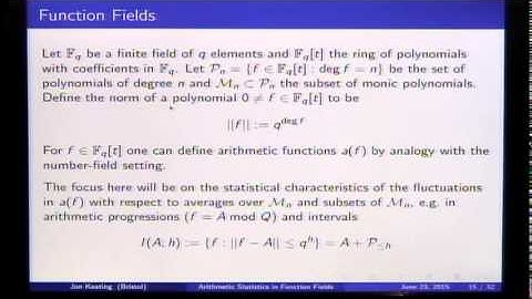 International Conference in Number Theory and Physics - Mini Course - Keating - 05