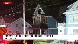 Crews battle fire on Church Street in West Haven