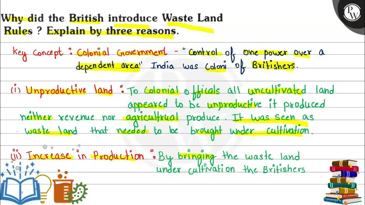 Why did the British introduce Waste Land Rules? Explain by three