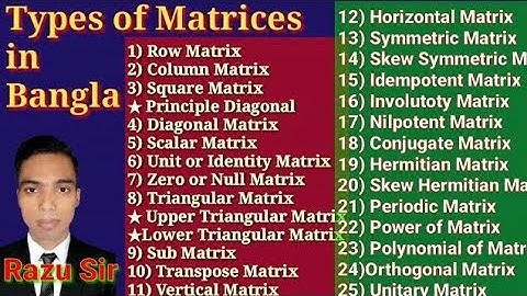 Types of matrices with definition and examples in Bangla | HSC Higher Math Chapter 1.1 Basic