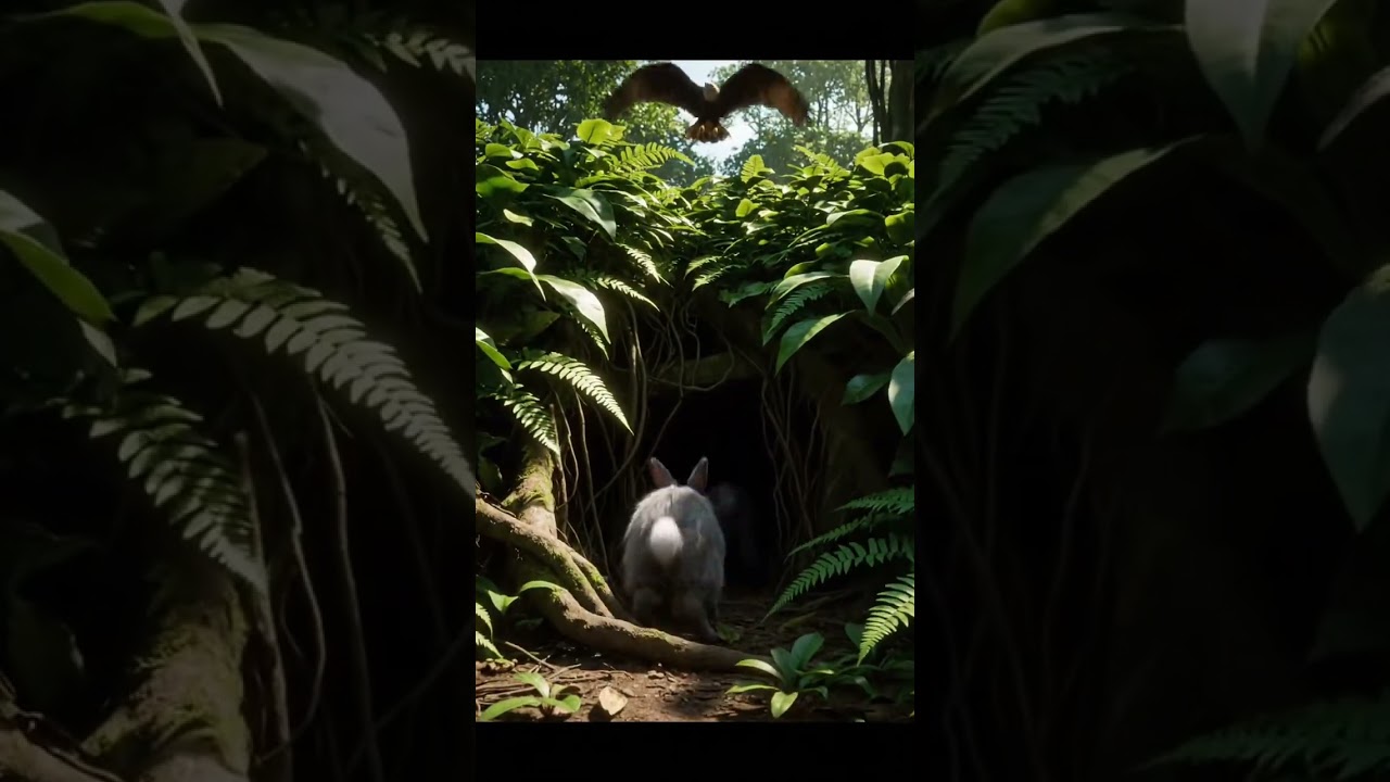 Beautiful rabbit are escaping from eagle in the jungle 😍