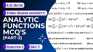 Analytic Function | Multiple Choice Questions |Part-2 |MCQ | RTMNU | Nagpur University | B.Sc. Maths Profile