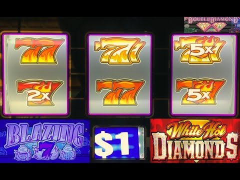 15X! NEW! WHITE HOT DIAMONDS + BLAZING $7$ + 5 REEL DOUBLE DIAMOND SLOT PLAY! FREE GAMES! NICE WINS!