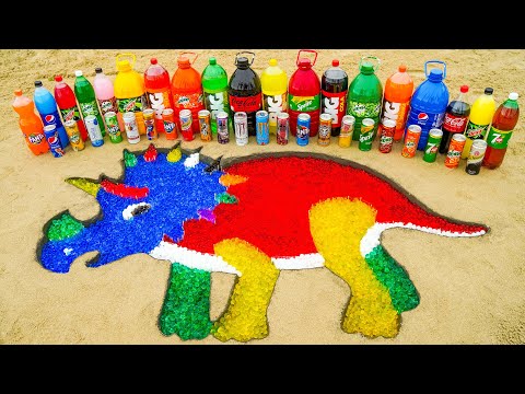 Experiment: How to make Rainbow Dinosaur with Orbeez, Big Coca Cola vs Mentos and Popular Sodas