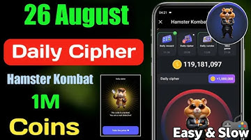 Hamster Kombat Daily Cipher Code 26 August 2024 | Hamster Kombat Morse Code 26 August | Free 1MCoins