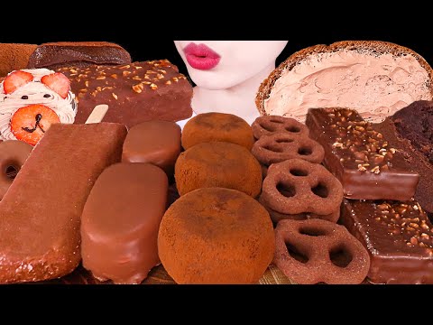 ASMR MUKBANG｜CHOCOLATE PARTY *ICE CREAM, MOCHI, NUTELLA, TICO, MADELEINE 초콜릿 디저트 먹방 EATING SOUNDS