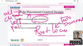 Lecture Video1_17EE741_Module-3_Pole Placement Technique, Introduction and Control Design_Ramya K