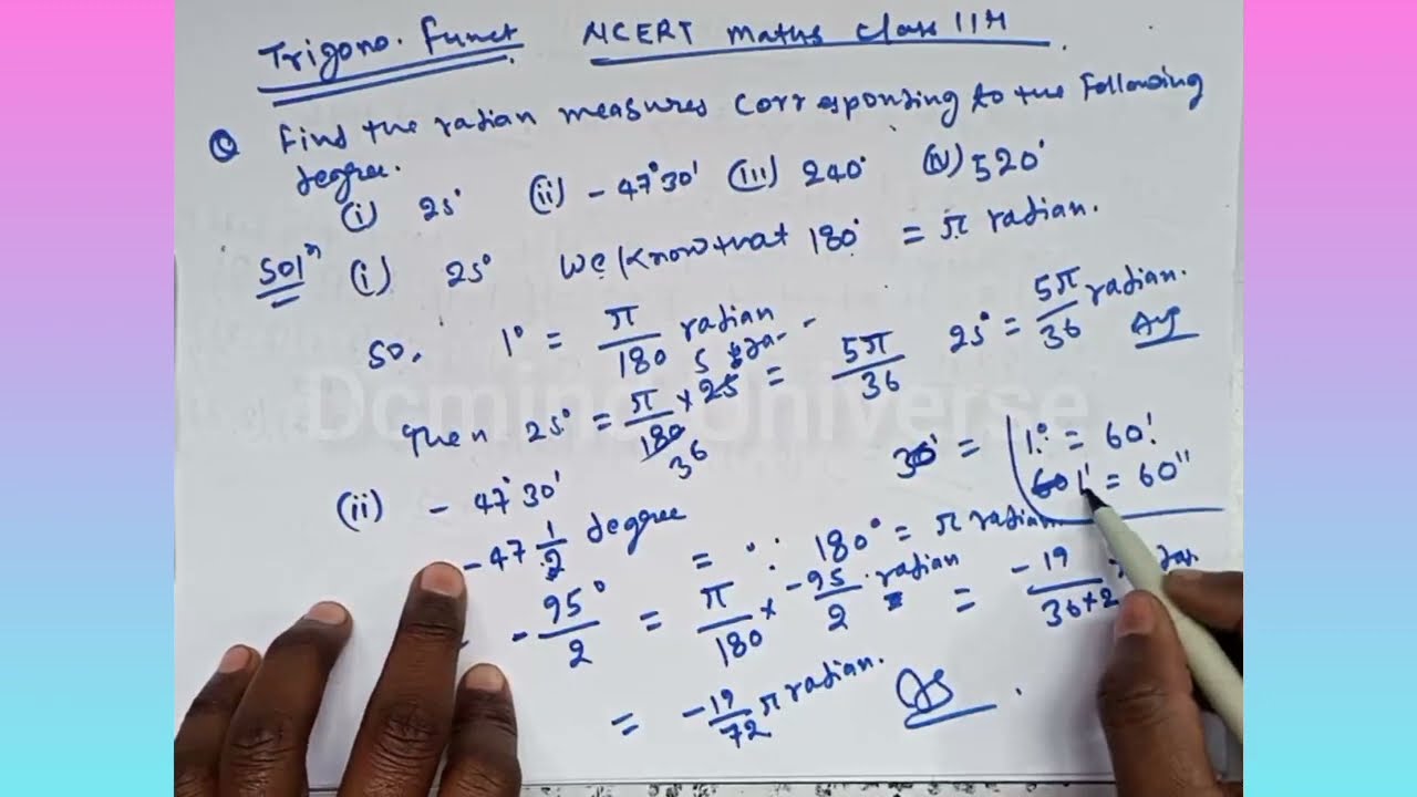 How To Convert Degree To Radian Of Angle NCERT Maths 11th Class How To Convert Degree To Radian Of Angle NCERT Maths 11th Class