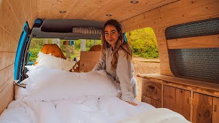 VAN TOUR of my tiny caddy camper | How it all works  bed, kitchen, table, power