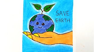 Save earth poster tutorial|world earth day drawing|poster drawing ideas for competition