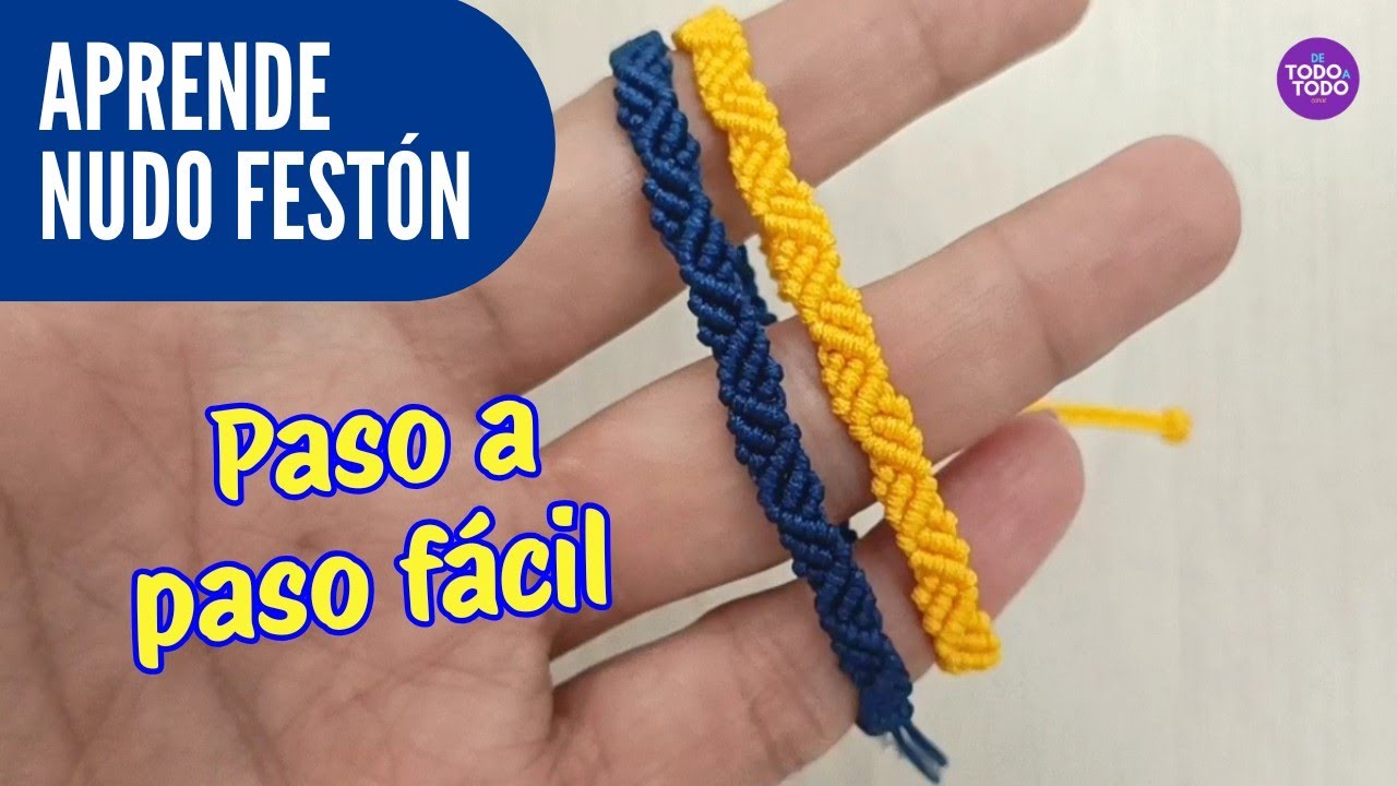 ✨ Pulsera tejida NUDO FESTÓN 💫 Técnica fácil en macramé paso a paso.