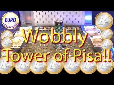 Wobbly Tower of Pisa !! - Euro Coin Pusher Episode 197