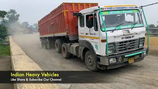 Heavy Truck - 22 Wheeler Heavy-Duty Tata Signa 4923 Truck On Indian Road - Indian Heavy Vehicles.