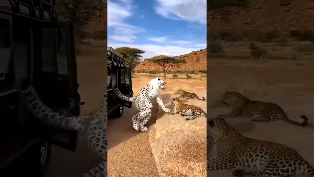 Will the Leopards Accept Him? 🐆 Wearing a White Leopard Costume in the African Savanna
