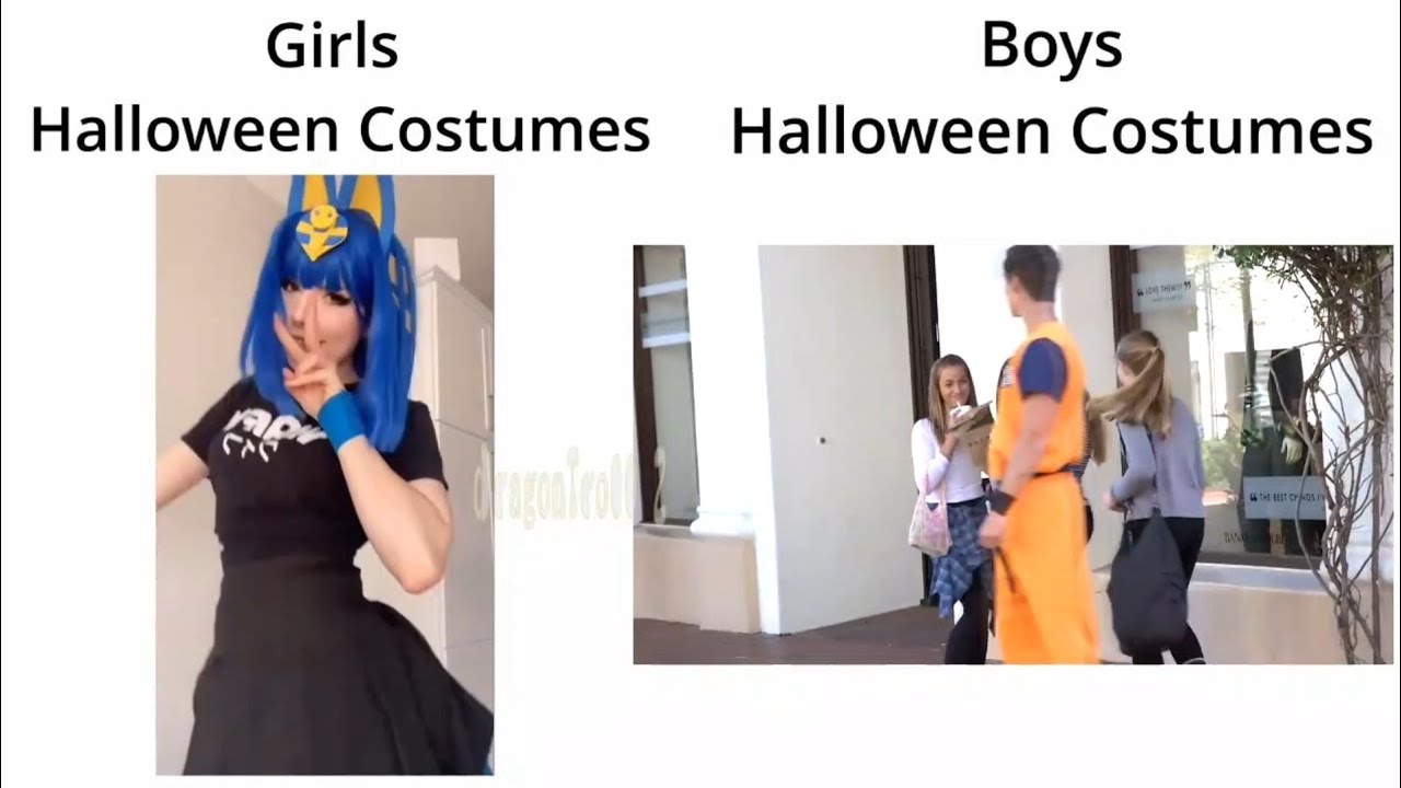 Girls Halloween Costumes vs Boys Halloween Costumes memes 