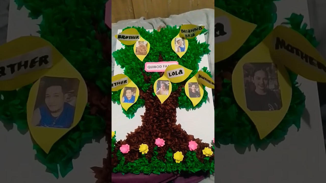 how to make family tree,1/8 illustration board,crepe paper,glue,