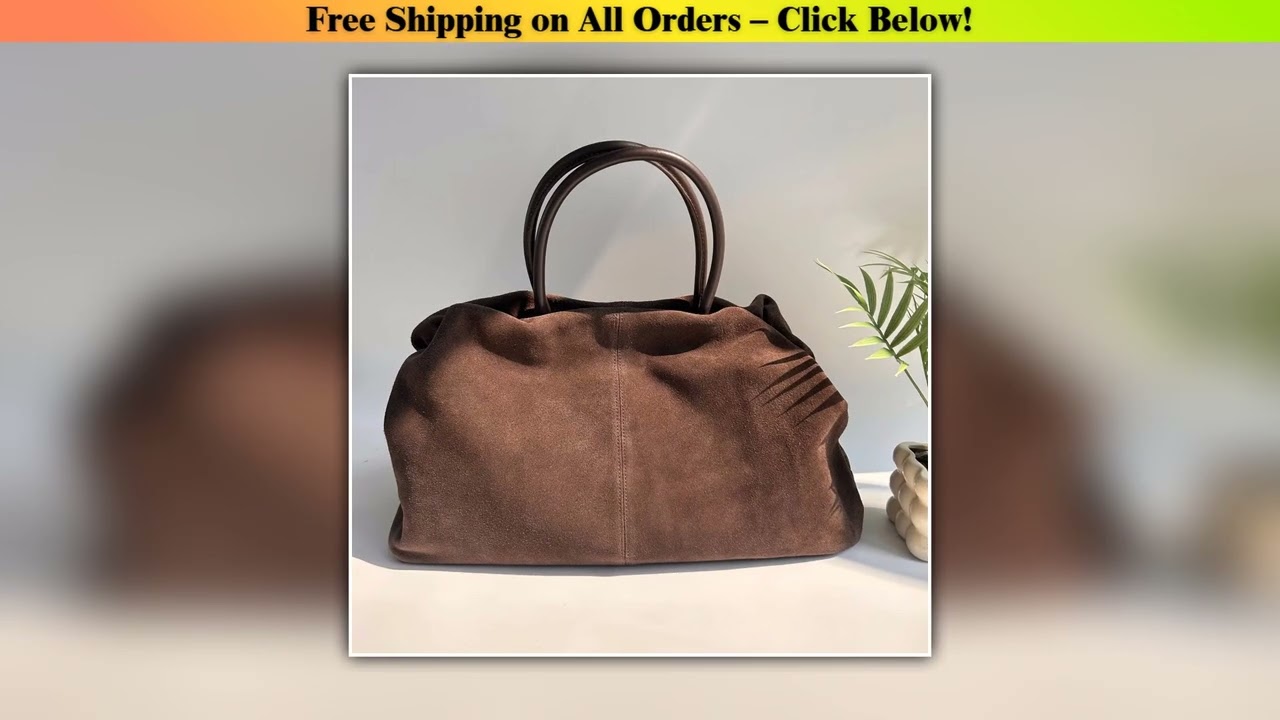 Annmouler Large Capacity Suede Handbags for Women Genuine Leather Tote Bag Luxury Designer