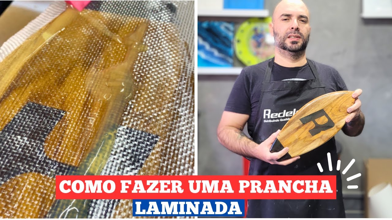 Aprenda a laminar uma prancha com tecido de fibra de vidro e resina premium.