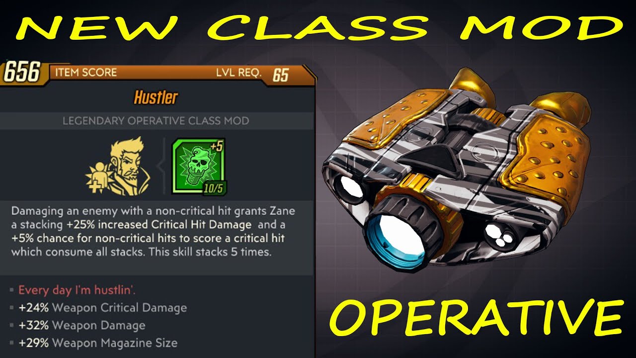 BL3 NEW ZANE MOD Hustler + 24 Weapon Critical Dmg + 32 Weapon Dmg + 29 Weapon Fire Rate YouTube