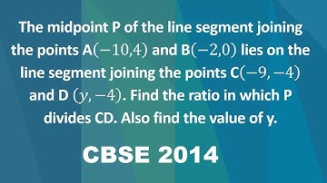 The midpoint P of the line segment joining the points A(−10,4) and B(−2,0) lies on the line segment