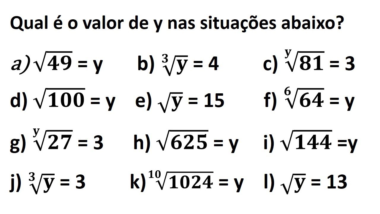 Qual é o valor de y nas situações abaixo? - YouTube