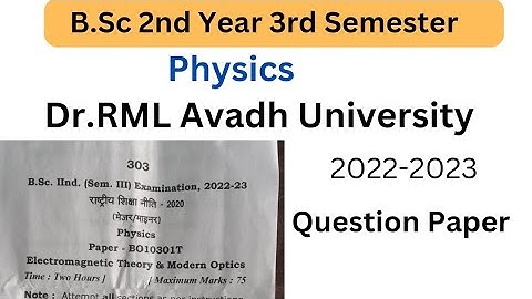 B.Sc 3rd sem physics question paper 2022-2023 || Dr.RML Avadh University Faizabad