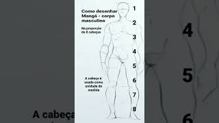 Como desenhar mangá - proporção do corpo masculino - #Shorts