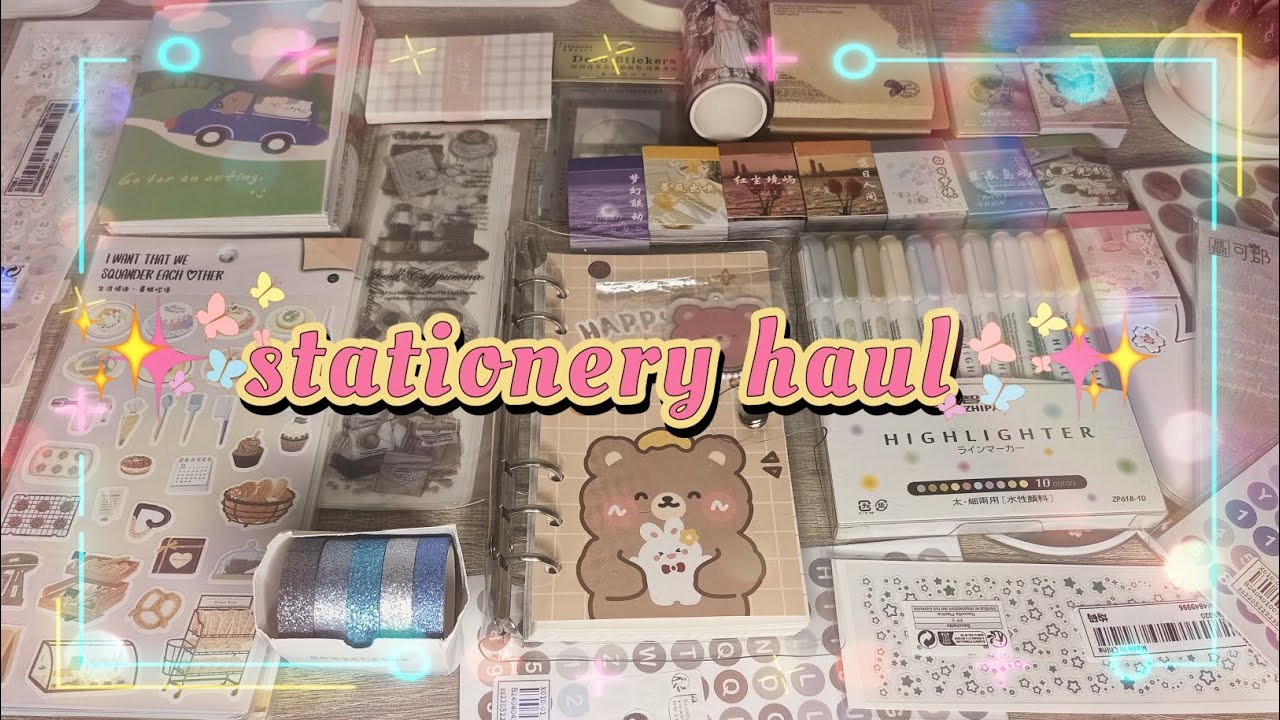 🌷✨🤍 huge SHEIN stationery haul (stickers, pens,etc) ) |aesthetic