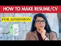 How to make your cv for admission in italy