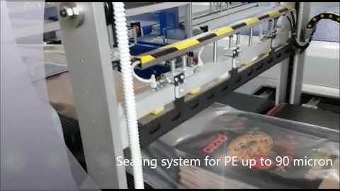Pizza boxes shrink wrapping with servo driven side sealer and multi-directional conveyors