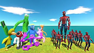 Rainbow Friends Team vs Spiderman Team - Animal Revolt Battle Simulator