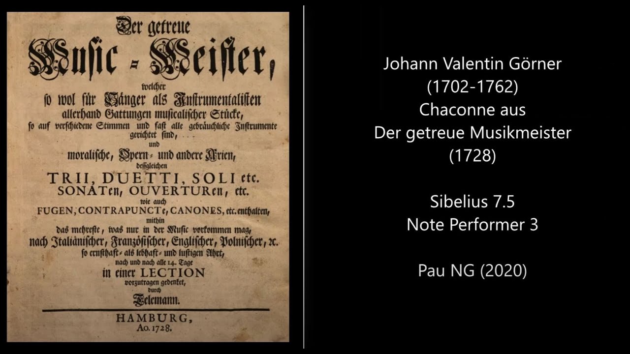 [Sheet music] Johann Valentin Görner (1702-1762) - Chaconne aus Der getreue Musikmeister (1728)