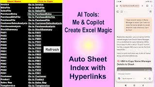 AI Tools: Me & Copilot Create Excel Magic | Auto Sheet Index with Hyperlinks