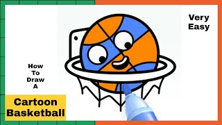 Drawing A Picture Of Cartoon Basketball And Colour It | Easy Drawing | Drawing Steps 101