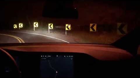 V10 Tesla Model X Autopilot Test Loop After Dark (Country Roads) - 2019.32.12.2
