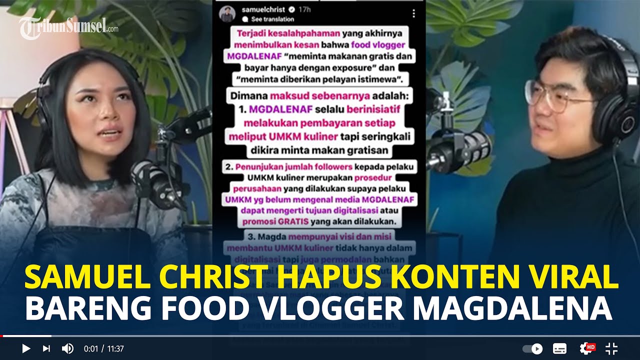 SAMUEL Christ Minta Maaf & Hapus Konten,Usai Pernyataan Food Vlogger