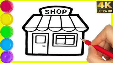 How to draw a Shop | Shopping malls drawing for beginners | easy market Shop drawing step by step.