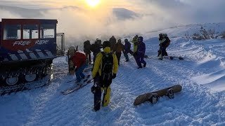 Солнечный спуск в Приисковом на сноуборде / Freeride Priiskovy Snowboard