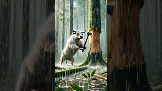 The cow cuts wood and comes to the city to sell it 😭 #cow #animals #ai