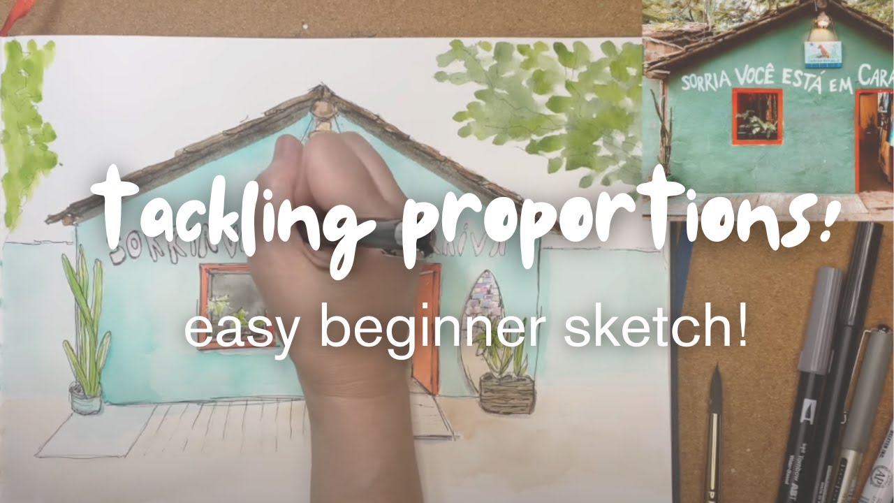 TACKLING PROPORTIONS + quick lettering tips in an urban sketch. - YouTube