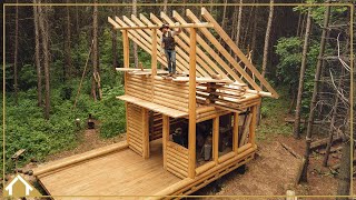 EP28: Roof Rafters Go Up On Off Grid Cabin Build