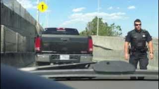 Montreal Police chasing a poodle against exit ramp up autoroute Ville Marie 720