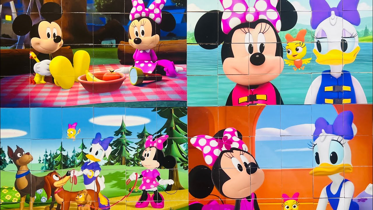 4 x Minnie Mouse and Daisy Duck 🎀 Jigsaw Puzzles 🌈 - YouTube