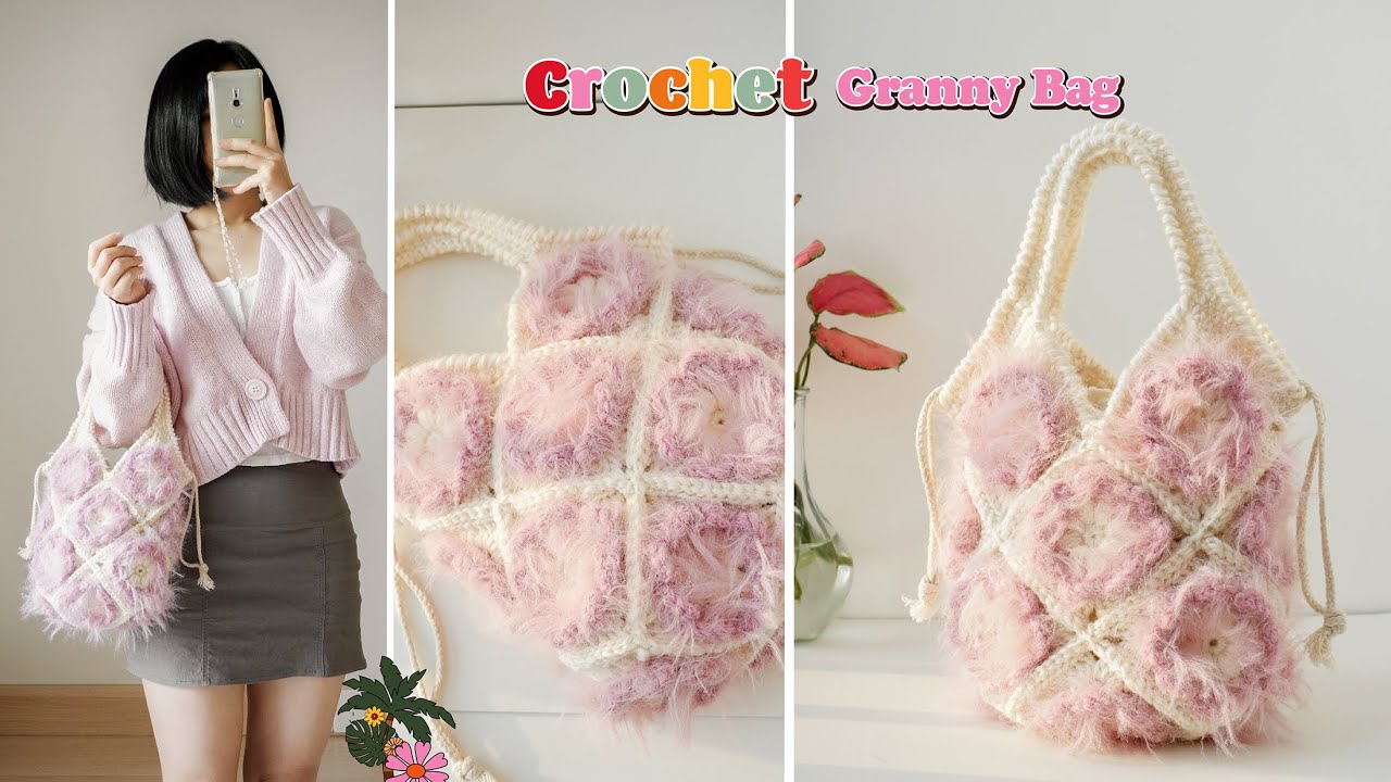 如何鉤織飽滿的花型托特包｜祖母格鉤針包教程  Crochet Tote Bag