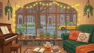 Relaxing Gentle Rain & Cozy 1940s Coffee Shop Ambience with Soft Oldies Playing in Another Room screenshot 5